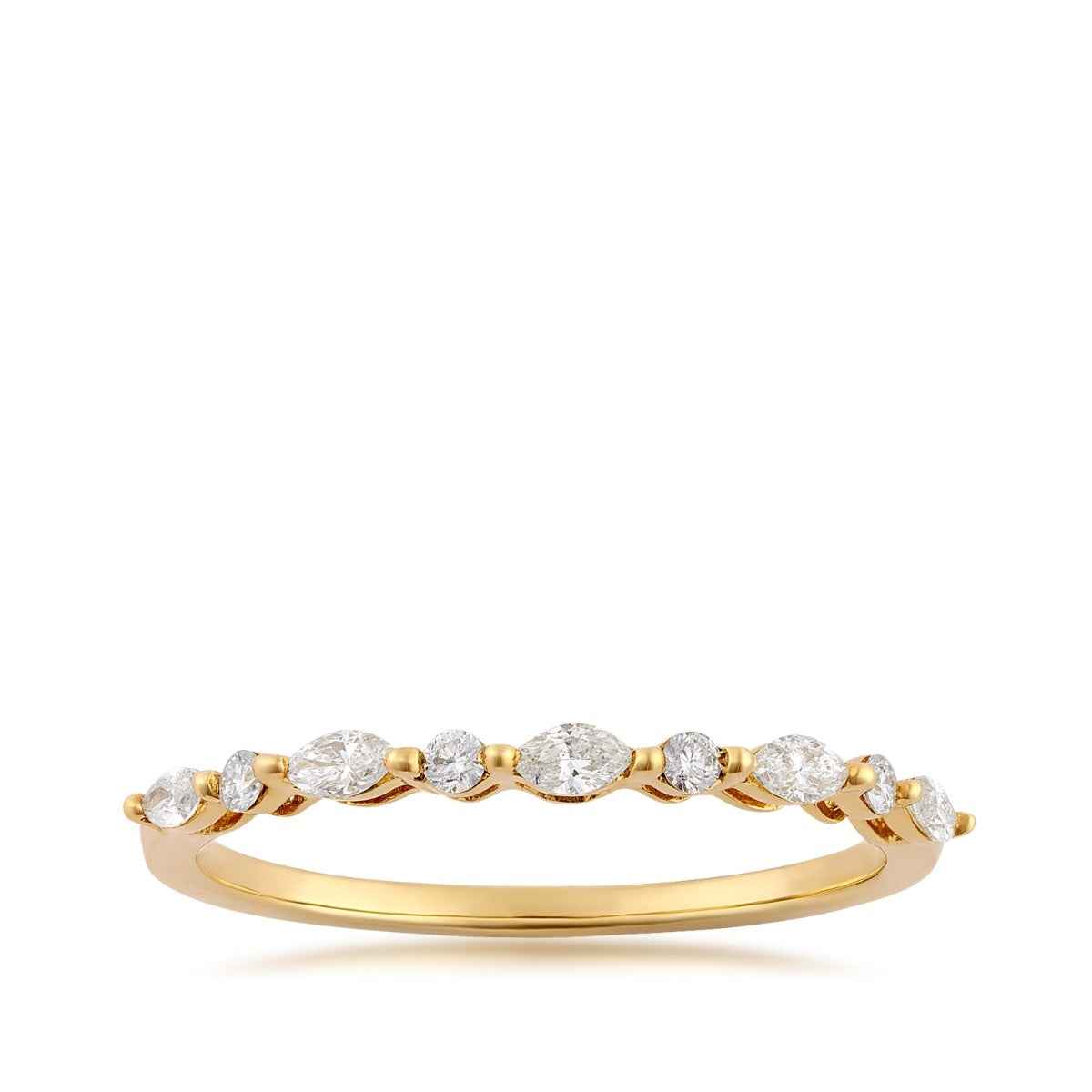 Perfect Match 1/4 ct. tw. Marquise & Round Diamond Anniversary Ring in 10K Yellow Gold