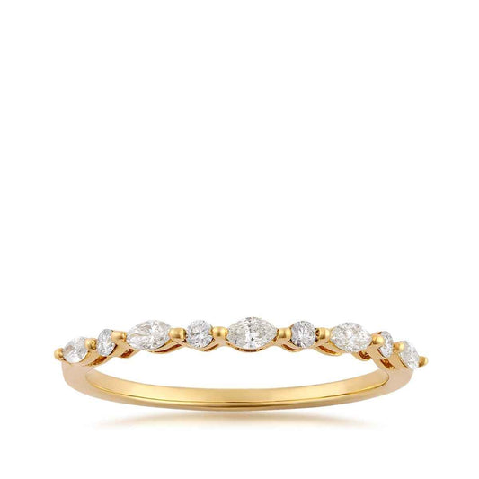 Perfect Match 1/4 ct. tw. Marquise & Round Diamond Anniversary Ring in 10K Yellow Gold