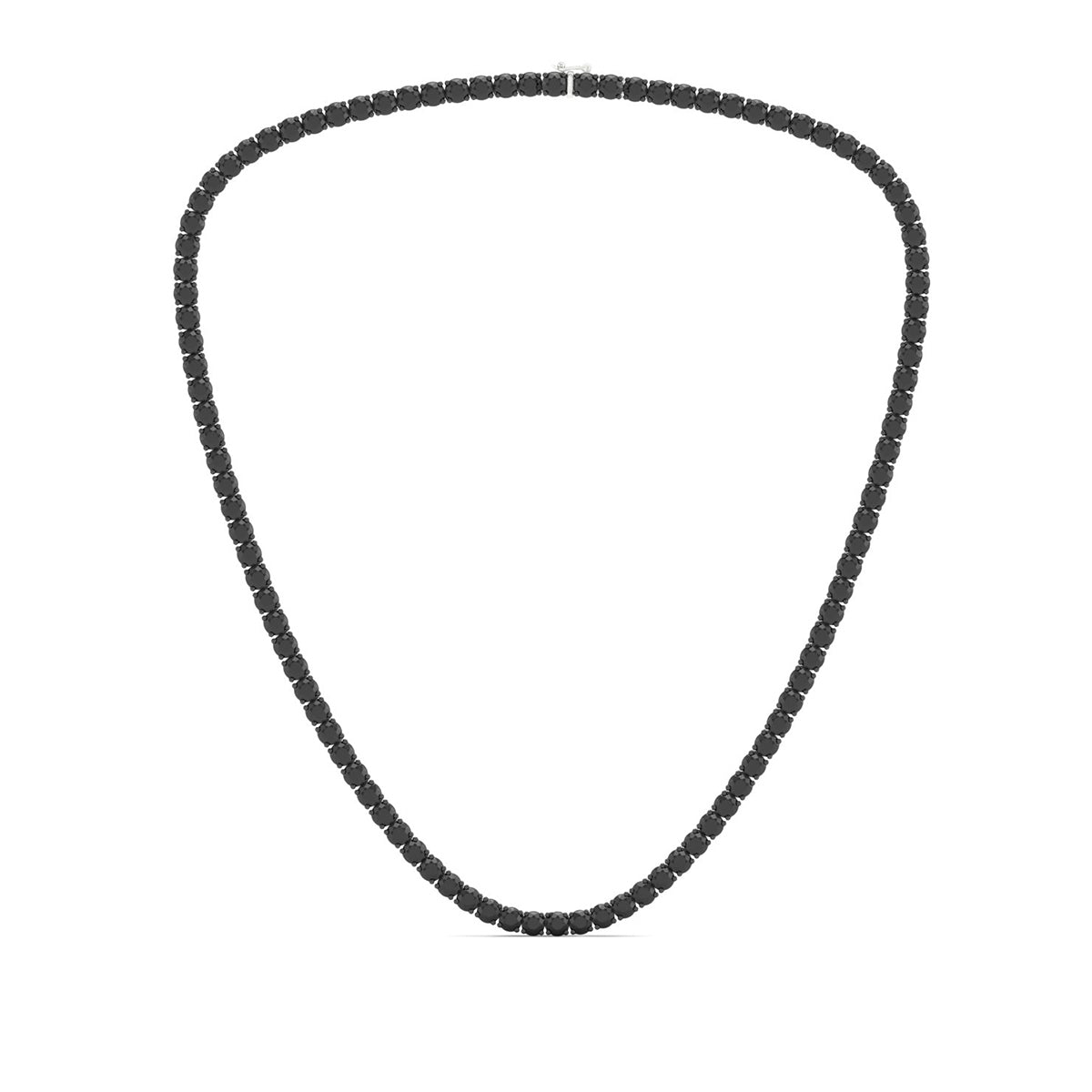 Men's Black Spinel 22-inch Tennis Necklace in Black Rhodium Plated Sterling Silver front view