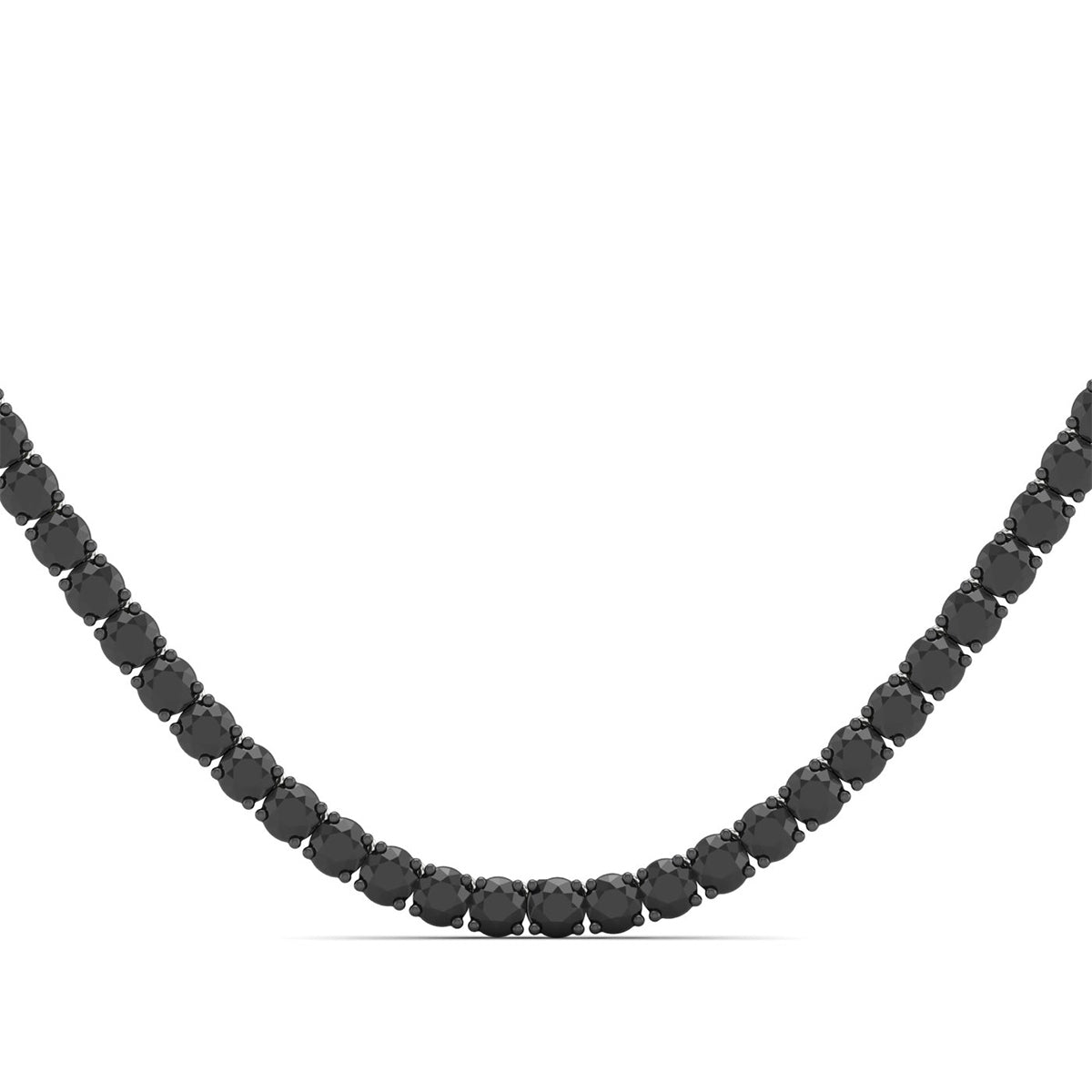 Men's Black Spinel 22-inch Tennis Necklace in Black Rhodium Plated Sterling Silver close-up detail