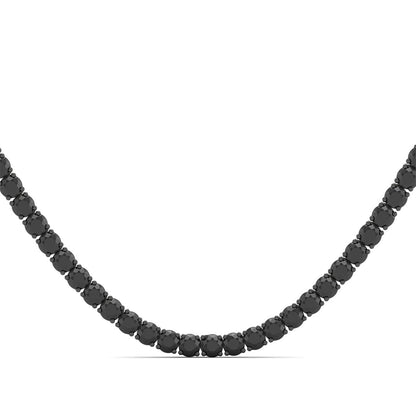 Men's Black Spinel 22-inch Tennis Necklace in Black Rhodium Plated Sterling Silver close-up detail
