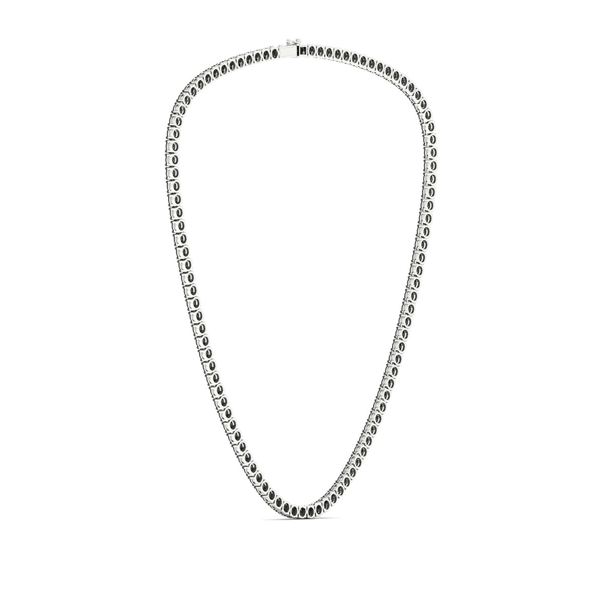 Men's Black Spinel 22-inch Tennis Necklace in Black Rhodium Plated Sterling Silver side profile