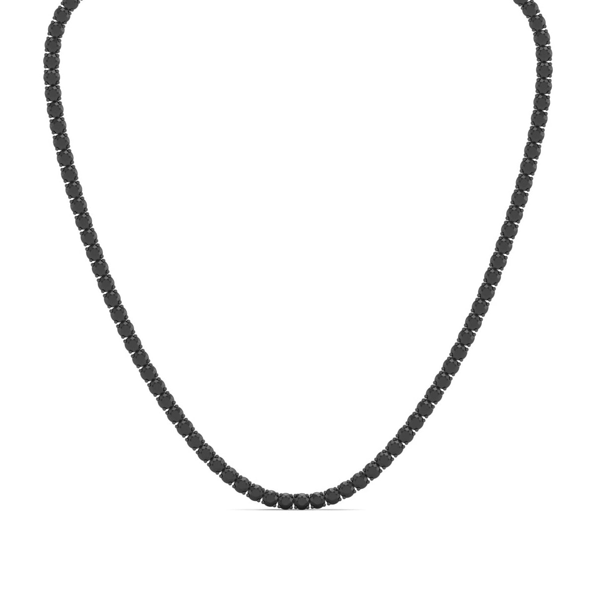 Men's Black Spinel 22-inch Tennis Necklace in Black Rhodium Plated Sterling Silver