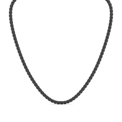 Men's Black Spinel 22-inch Tennis Necklace in Black Rhodium Plated Sterling Silver