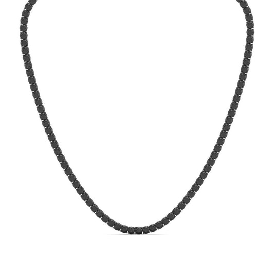 Men's Black Spinel 22-inch Tennis Necklace in Black Rhodium Plated Sterling Silver