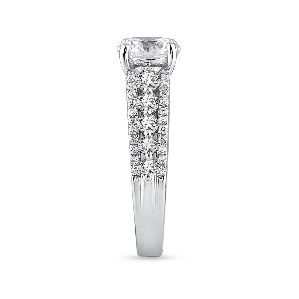 Adamante 3-1/3 ct. tw. Lab-Grown Round Brilliant Diamond Multi-Row Engagement Ring in 14K White Gold close-up detail