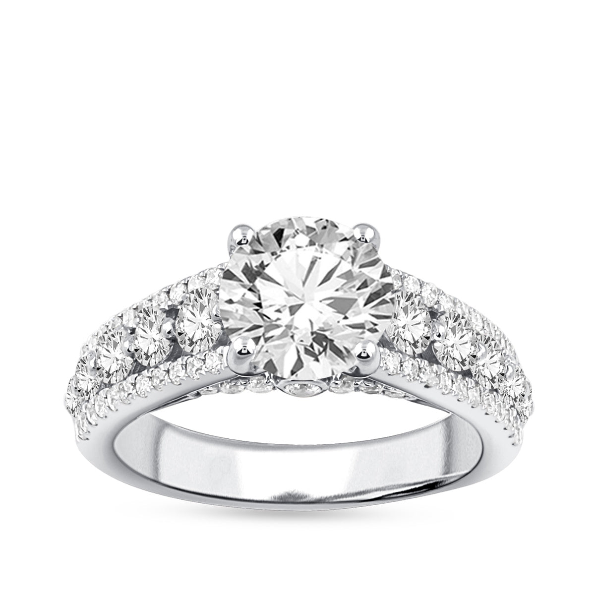 Adamante 3-1/3 ct. tw. Lab-Grown Round Brilliant Diamond Multi-Row Engagement Ring in 14K White Gold