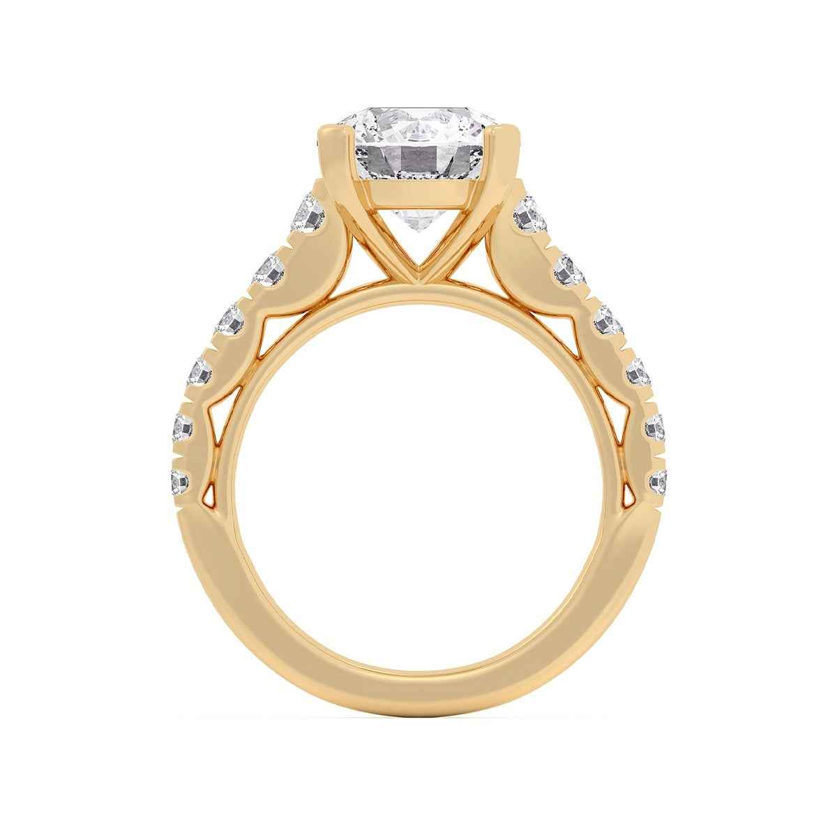 Adamante 3-1/2 ct. tw. Lab-Grown Round Brilliant Diamond Engagement Ring in 14K Yellow Gold close-up detail