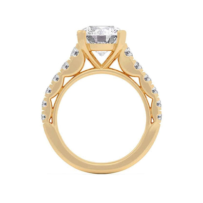 Adamante 3-1/2 ct. tw. Lab-Grown Round Brilliant Diamond Engagement Ring in 14K Yellow Gold close-up detail
