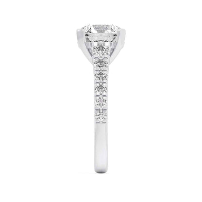 Adamante 3-1/2 ct. tw. Lab-Grown Round Brilliant Diamond Engagement Ring in 14K White Gold close-up detail