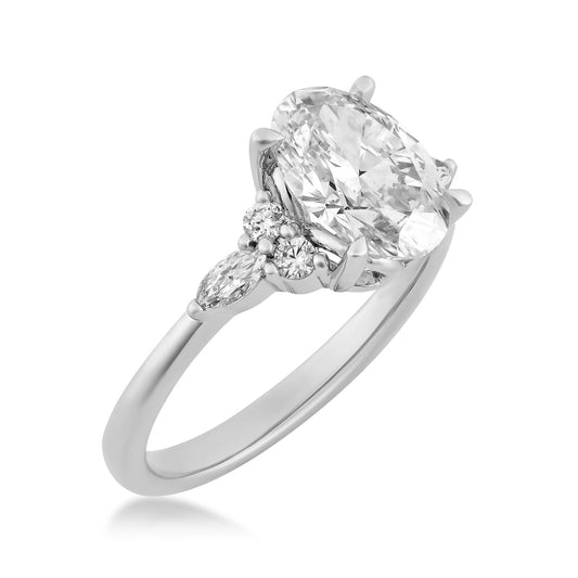 Adamante 2-1/3 ct. tw. Lab-Grown Oval Diamond Engagement Ring in 14K White Gold front view