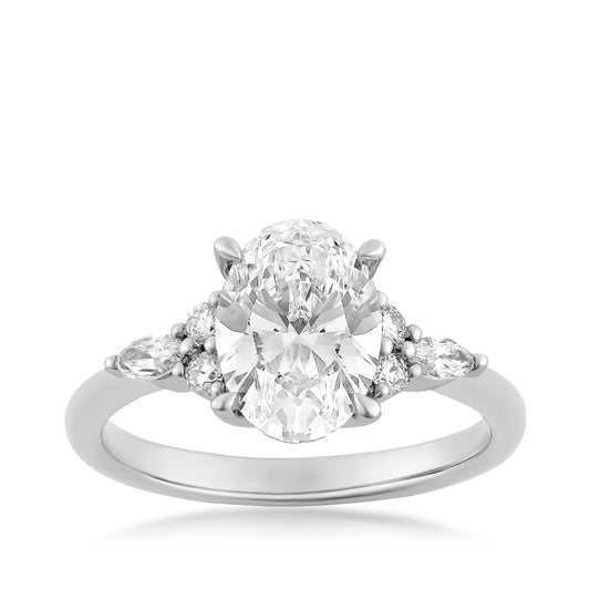 Adamante 2-1/3 ct. tw. Lab-Grown Oval Diamond Engagement Ring in 14K White Gold
