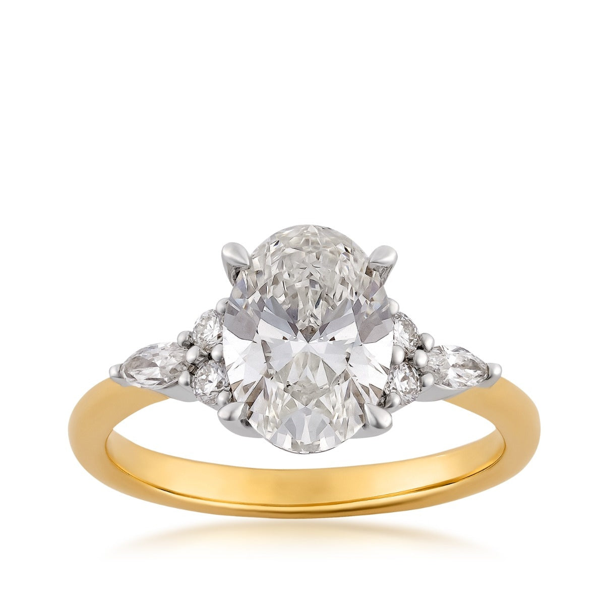 Adamante 2-1/3 ct. tw. Lab-Grown Oval Diamond Engagement Ring in 14K Yellow & White Gold