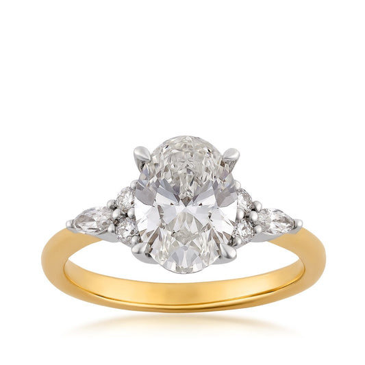Adamante 2-1/3 ct. tw. Lab-Grown Oval Diamond Engagement Ring in 14K Yellow & White Gold