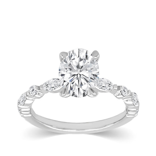 Adamante 1-9/10 ct. tw. Lab-Grown Oval Diamond Engagement Ring in 14K White Gold