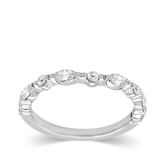 Adamante 3/8 ct. tw. Lab-Grown Marquise & Round Diamond Anniversary Ring in 14K White Gold