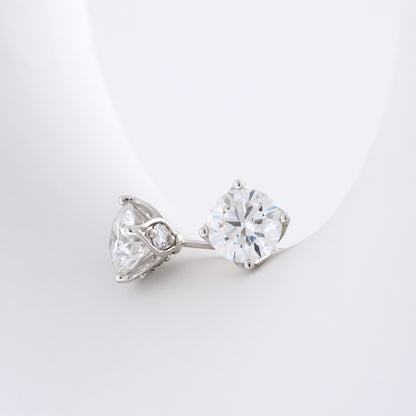 Adamante 3 ct. tw. Lab-Grown Round Brilliant Diamond Earrings in 14K White Gold front view