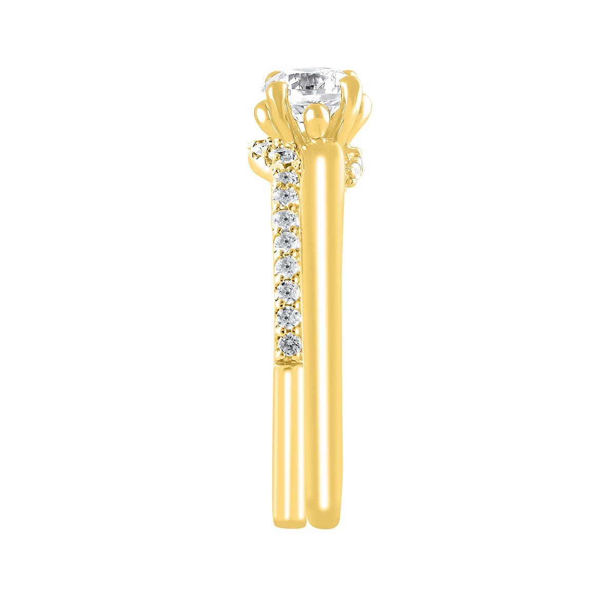 Natural 7/8 ct. tw. Round Brilliant Diamond Wedding Set in 10K Yellow Gold front view