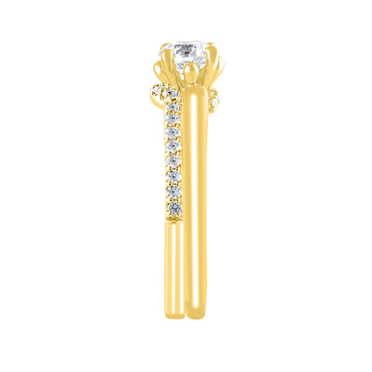Natural 7/8 ct. tw. Round Brilliant Diamond Wedding Set in 10K Yellow Gold front view