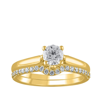 Natural 7/8 ct. tw. Round Brilliant Diamond Wedding Set in 10K Yellow Gold