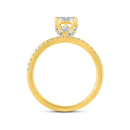 Fairytale Diamonds 3/4 ct. tw. Diamond Round Cluster Wedding Set in 10K Yellow Gold front view