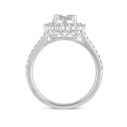 Fairytale Diamonds 1 ct. tw. Diamond Oval Cluster Halo Engagement Ring in 14K White Gold front view