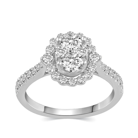 Fairytale Diamonds 1 ct. tw. Diamond Oval Cluster Halo Engagement Ring in 14K White Gold