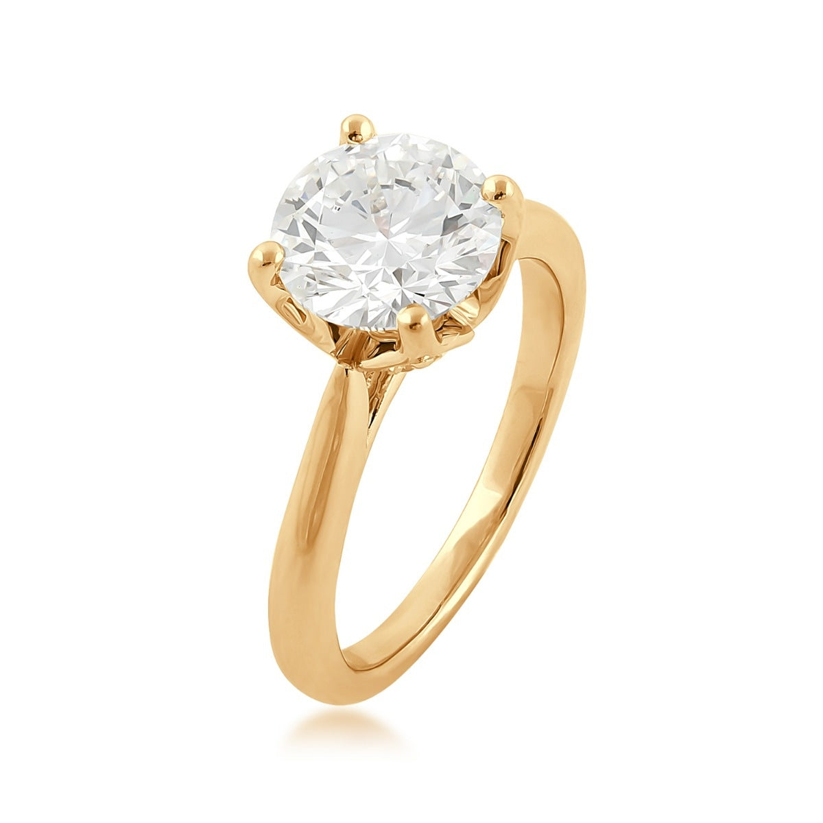 Adamante 3 ct. tw. Lab-Grown Round Brilliant Diamond Solitaire Engagement Ring in 14K Yellow Gold front view (2)