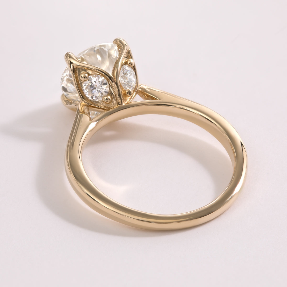 Adamante 3 ct. tw. Lab-Grown Round Brilliant Diamond Solitaire Engagement Ring in 14K Yellow Gold close-up detail (2)