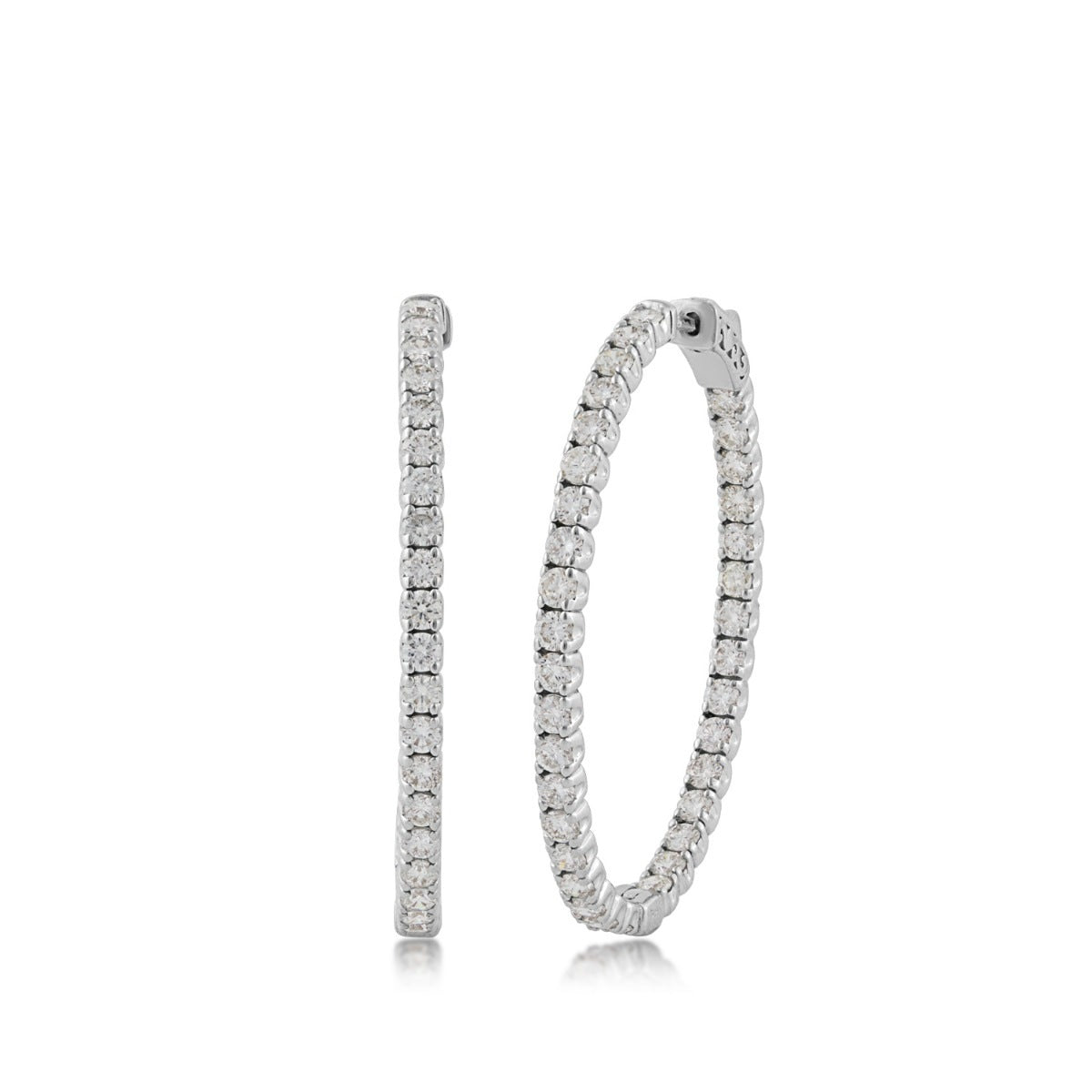 4-9/10 ct. tw. Diamond Inside Out Oval Hoop Earrings in 14K White Gold