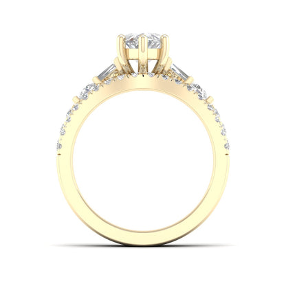 Adamante 2-1/4 ct. tw. Lab-Grown Marquise & Baguette Diamond Wedding Set in 14K Yellow Gold close-up detail