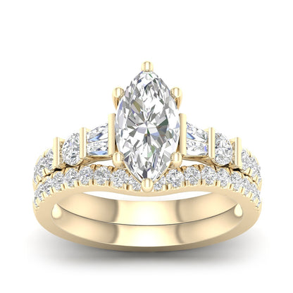 Adamante 2-1/4 ct. tw. Lab-Grown Marquise & Baguette Diamond Wedding Set in 14K Yellow Gold