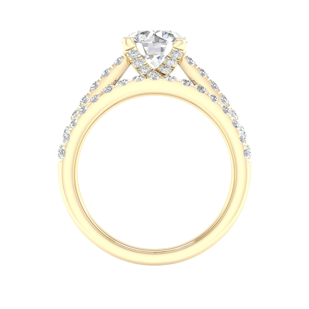 Adamante 2-1/3 ct. tw. Lab-Grown Diamond Wedding Set in 14K Yellow Gold close-up detail