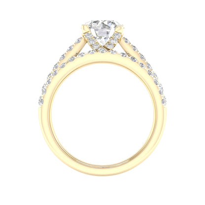 Adamante 2-1/3 ct. tw. Lab-Grown Diamond Wedding Set in 14K Yellow Gold close-up detail