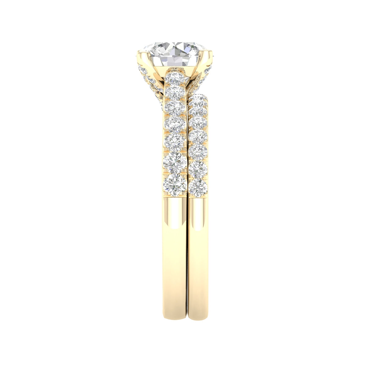 Adamante 2-1/3 ct. tw. Lab-Grown Diamond Wedding Set in 14K Yellow Gold side profile