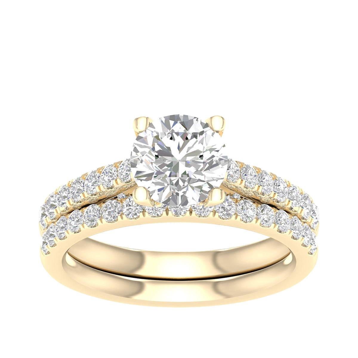 Adamante 2-1/3 ct. tw. Lab-Grown Diamond Wedding Set in 14K Yellow Gold