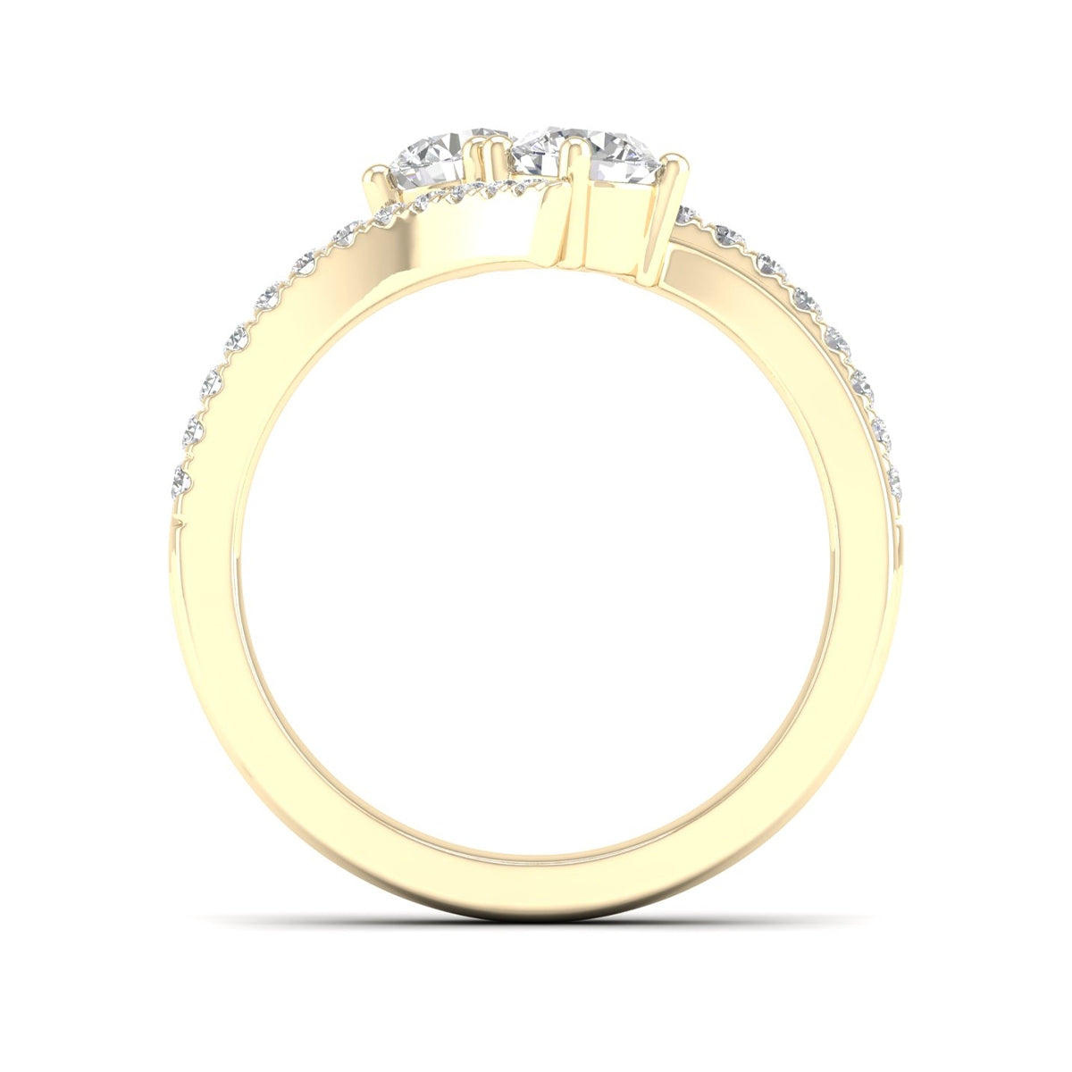 Adamante x 2BeLoved 1 ct. tw. Lab-Grown Diamond Anniversary Ring in 14K Yellow Gold close-up detail