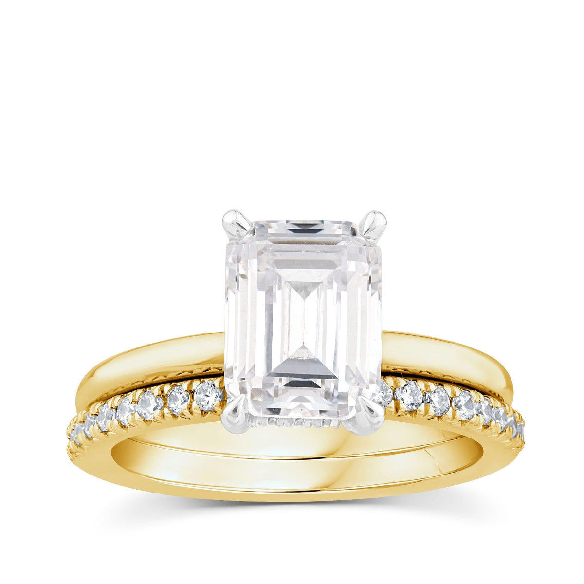 Adamante 2-1/3 ct. tw. Lab-Grown Emerald Cut Diamond Wedding Set in 14K Yellow & White Gold