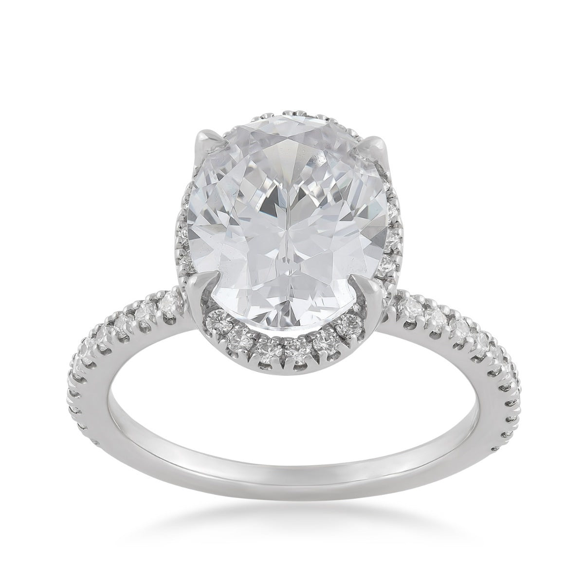 Adamante 3-1/2 ct. tw. Lab-Grown Oval Diamond Halo Engagement Ring in 14K White Gold