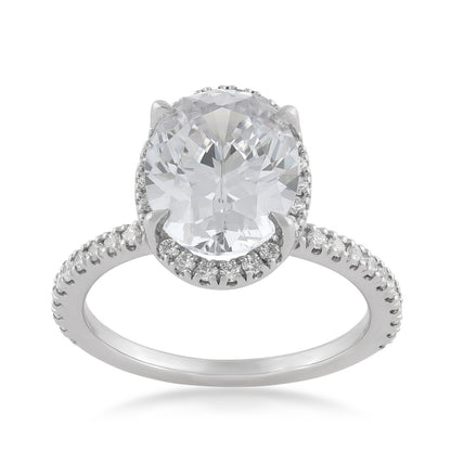 Adamante 3-1/2 ct. tw. Lab-Grown Oval Diamond Halo Engagement Ring in 14K White Gold