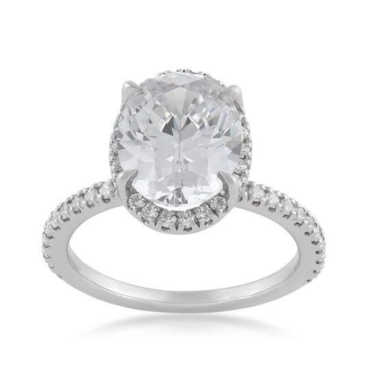 Adamante 3-1/2 ct. tw. Lab-Grown Oval Diamond Halo Engagement Ring in 14K White Gold