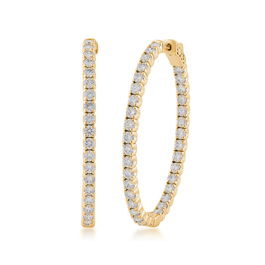 4-3/4 ct. tw. Diamond Inside Out Hoop Earrings in 14K Yellow Gold