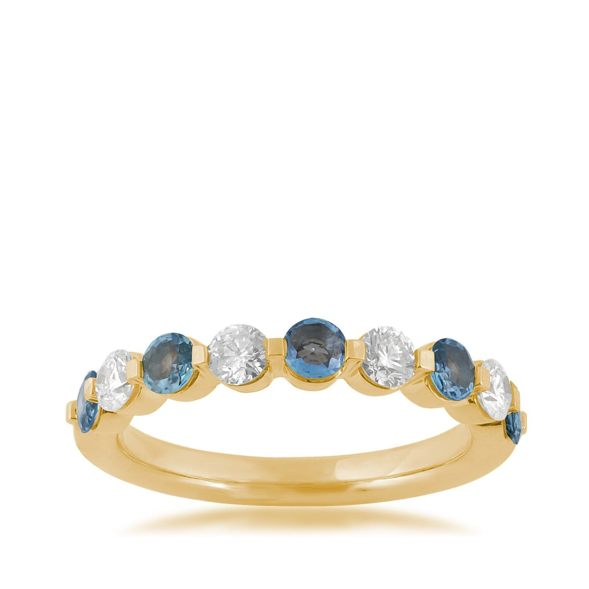 Yogo Sapphire & 3/8 ct. tw. Diamond Alternating Ring in 14K Yellow Gold (2)