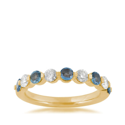 Yogo Sapphire & 3/8 ct. tw. Diamond Alternating Ring in 14K Yellow Gold (2)