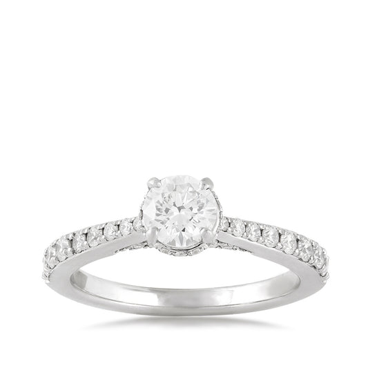 Noventa 1 ct. tw. Round Diamond Hidden Halo Tapered Engagement Ring in 14K White Gold
