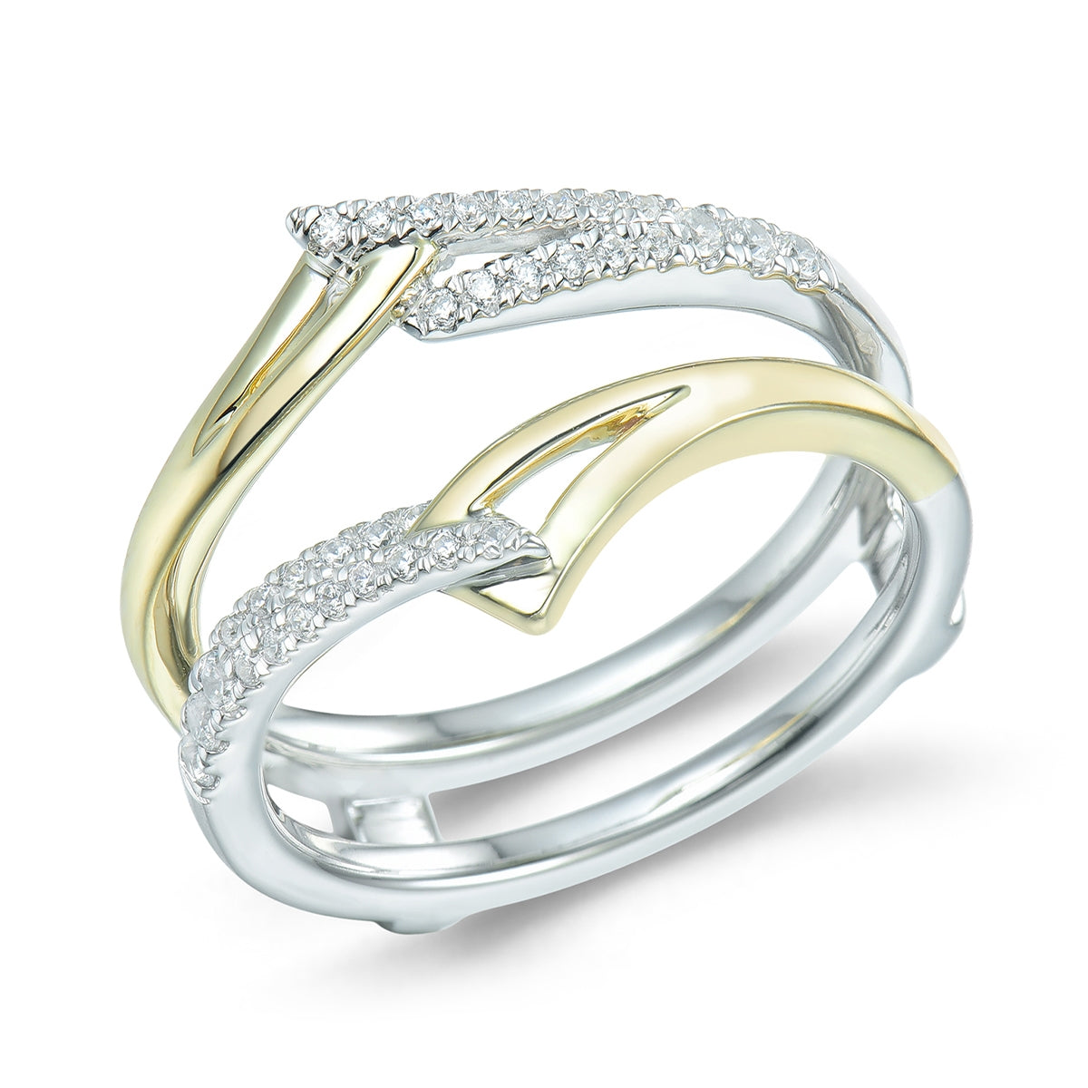 1/5 ct. tw. Diamond Linked Ring Enhancer in 14K White & Yellow Gold front view