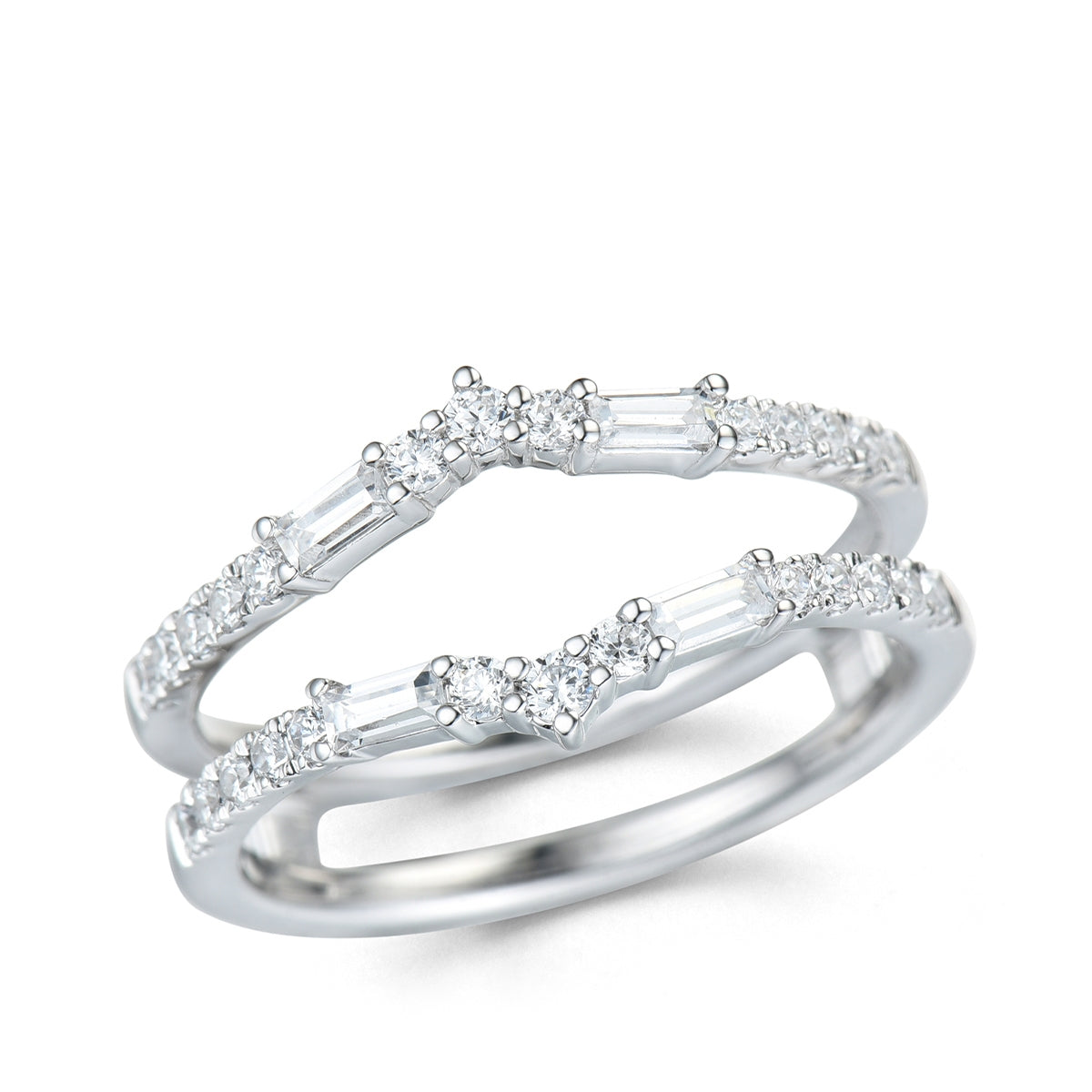 1/2 ct. tw. Round & Baguette Diamond Ring Enhancer in 14K White Gold front view