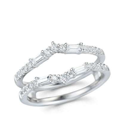 1/2 ct. tw. Round & Baguette Diamond Ring Enhancer in 14K White Gold front view