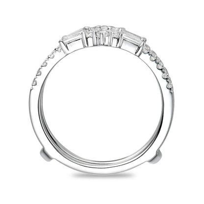 1/2 ct. tw. Round & Baguette Diamond Ring Enhancer in 14K White Gold close-up detail