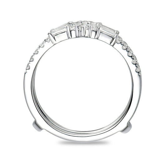 1/2 ct. tw. Round & Baguette Diamond Ring Enhancer in 14K White Gold close-up detail